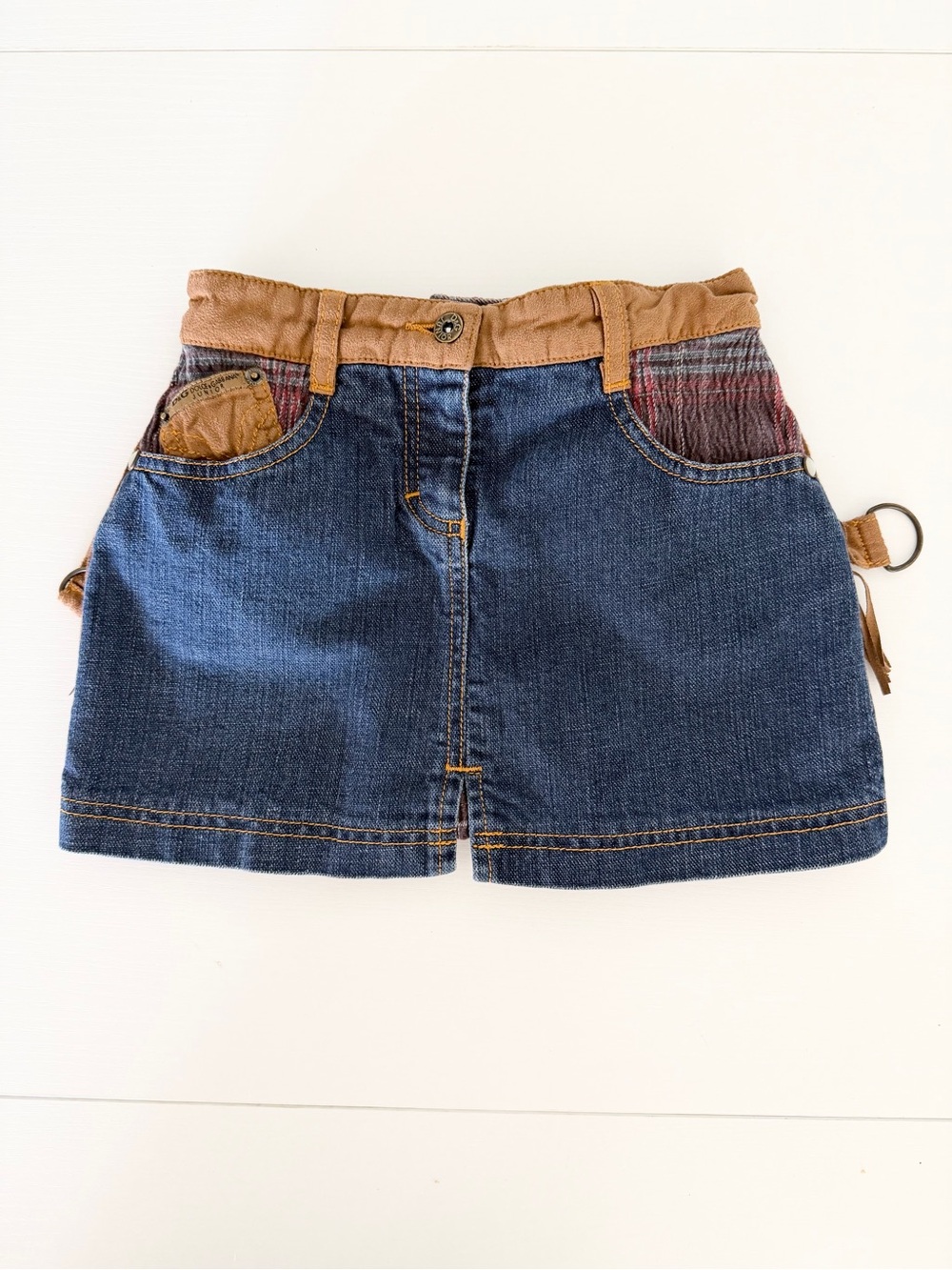Dolce & Gabbana Denim Girls Skirt Fringe Western